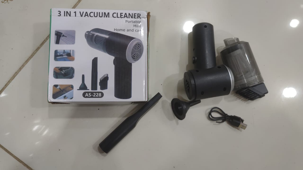 3-in-1 Portable Cordless Vacuum Cleaner – Wireless Handheld Vacuum, Air Duster & Blower for Car, Home & Office