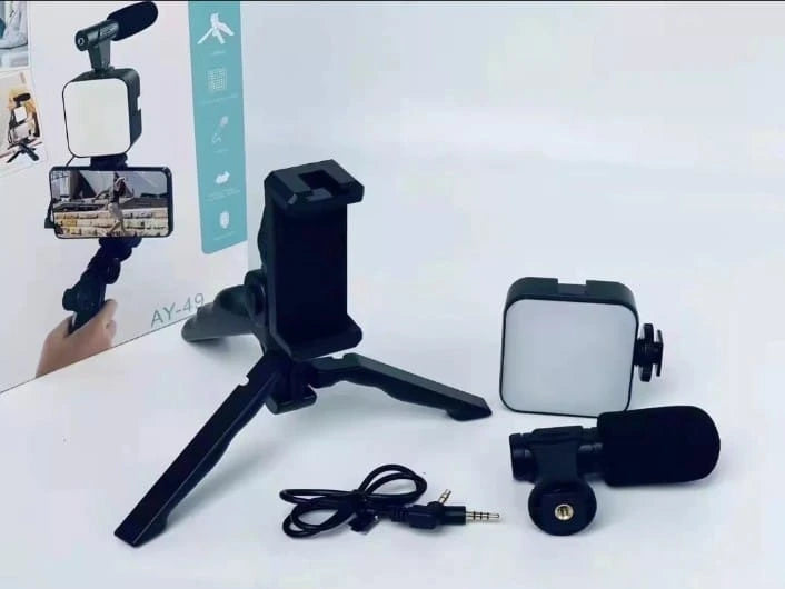 AY-49 3-in-1 Handheld Smartphone Vlogging Rig | Heavy-Duty Video Recording Kit for Live Streaming & TikTok