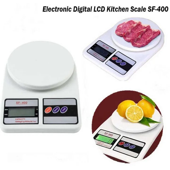 SF-400 Digital Kitchen Weight Scale | Portable 10kg Food Scale with Backlit LCD & Batteries Included