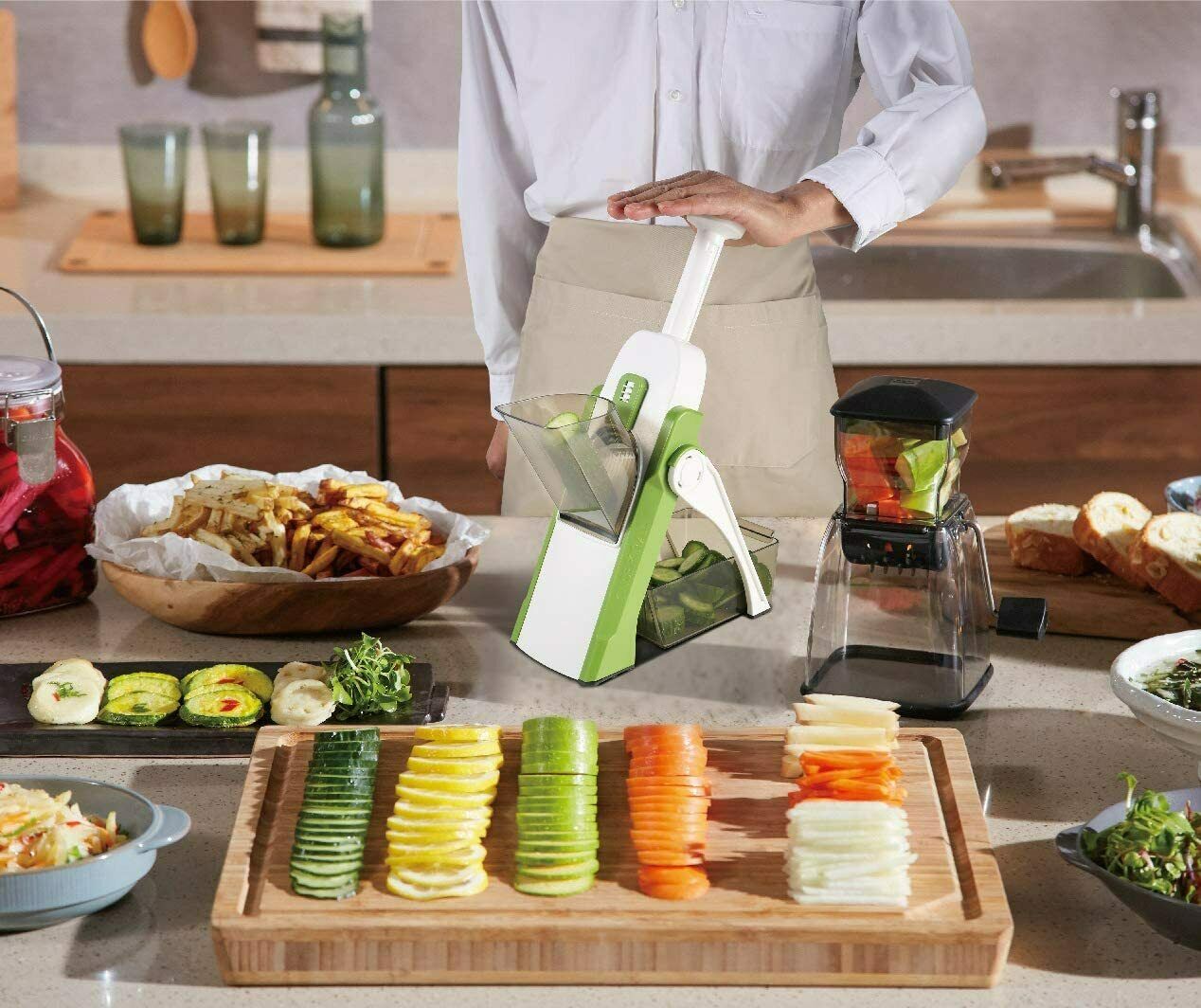 4-in-1 Adjustable Vegetable Cutter & Chopper | Multifunction Kitchen Slicer, Grater & Shredder (Random Color)