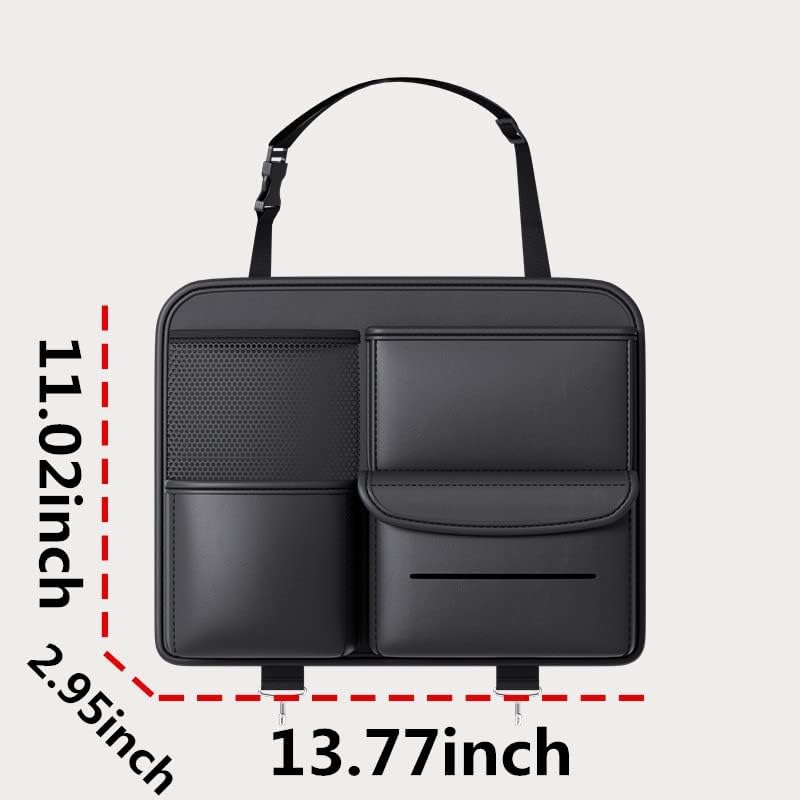 Multifunction Car Seat Organizer | Premium PU Leather Car Storage Bag with Backseat & Side Pocket Organizer (Black)