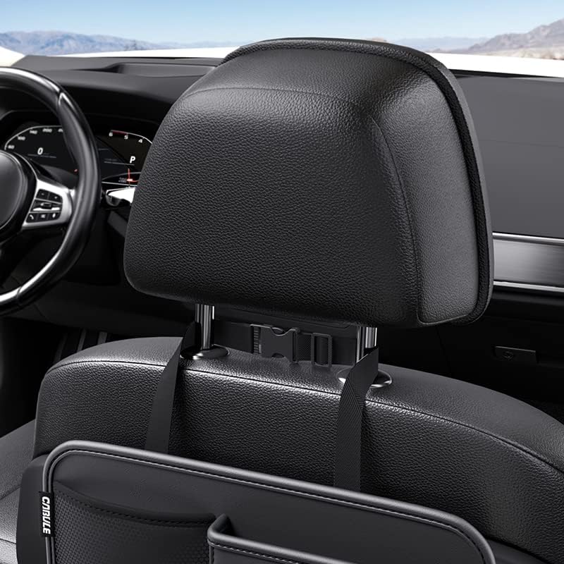 Multifunction Car Seat Organizer | Premium PU Leather Car Storage Bag with Backseat & Side Pocket Organizer (Black)