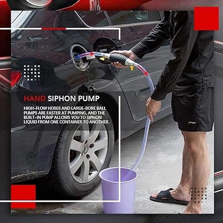 Manual Fuel Transfer Pump Kit 1.5 Meter | Hand Siphon Pump for Petrol, Diesel, Oil & Water