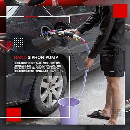 Manual Fuel Transfer Pump Kit 1.5 Meter | Hand Siphon Pump for Petrol, Diesel, Oil & Water