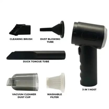 3-in-1 Portable Cordless Vacuum Cleaner – Wireless Handheld Vacuum, Air Duster & Blower for Car, Home & Office