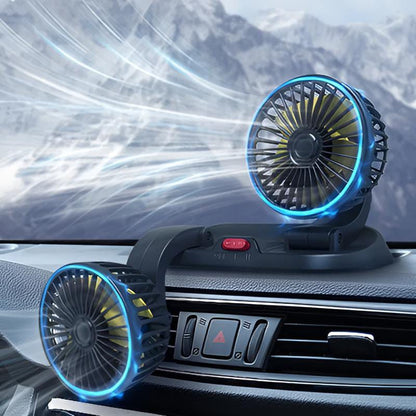 12V Dual Head Car Dashboard Cooling Fan | 360° Rotating Adjustable Car Air Circulator Fan