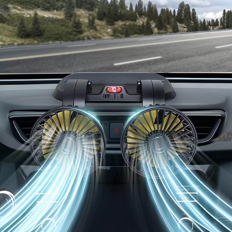 12V Dual Head Car Dashboard Cooling Fan | 360° Rotating Adjustable Car Air Circulator Fan