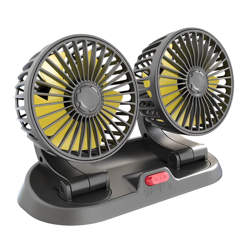 12V Dual Head Car Dashboard Cooling Fan | 360° Rotating Adjustable Car Air Circulator Fan