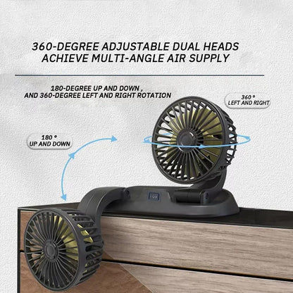 12V Dual Head Car Dashboard Cooling Fan | 360° Rotating Adjustable Car Air Circulator Fan