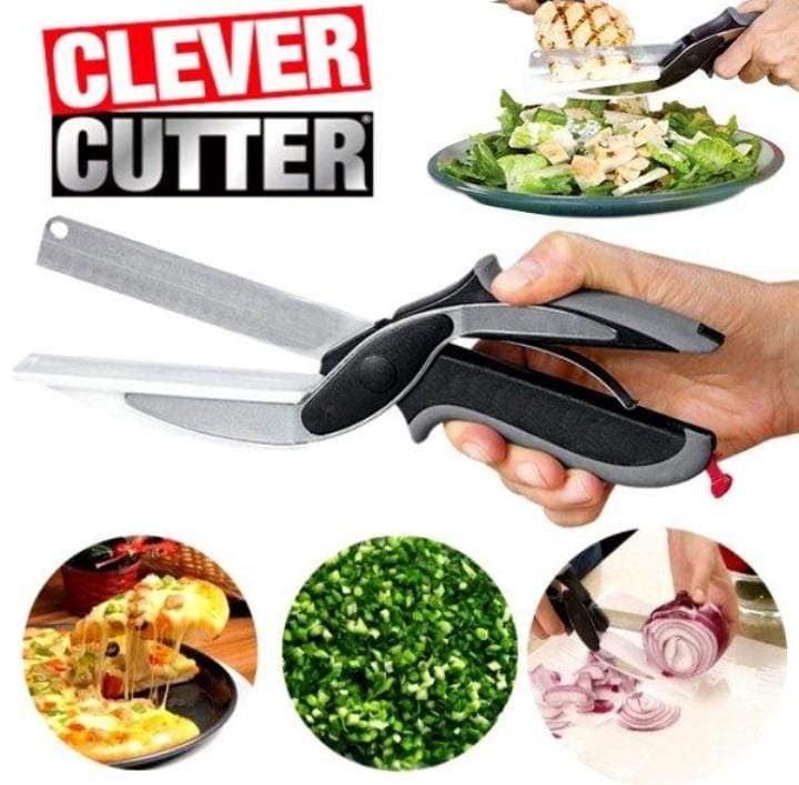 2-in-1 Clever Cutter Kitchen Scissors | Smart Vegetable Cutter & Food Chopper with Built-in Cutting Board