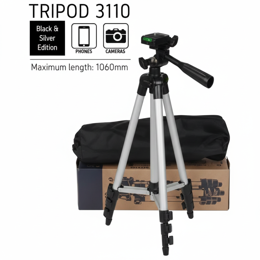 Professional Adjustable Aluminium Tripod Stand | Lightweight Camera & Mobile Tripod with Carry Bag