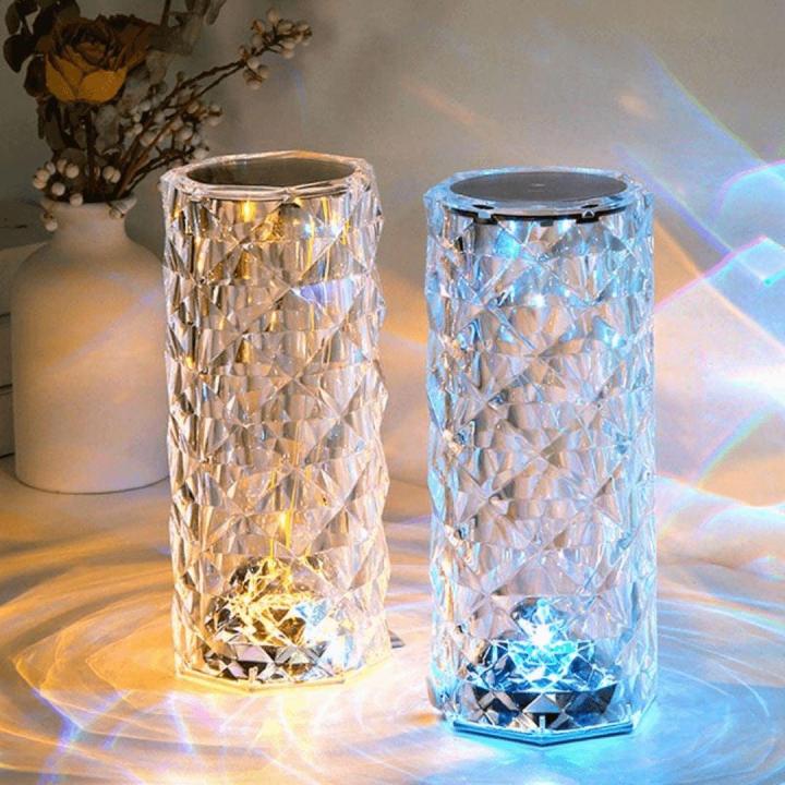 16 Colors Crystal Diamond Lamp with Remote – RGB Rechargeable LED Rose Table Lamp