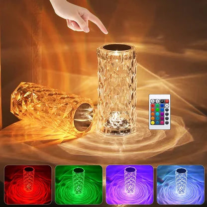 16 Colors Crystal Diamond Lamp with Remote – RGB Rechargeable LED Rose Table Lamp