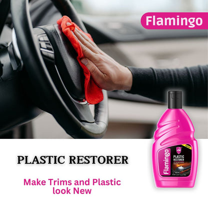 Flamingo Plastic Restorer 300ML | Nano Technology Trim Reviver for Faded Car Exterior Plastic