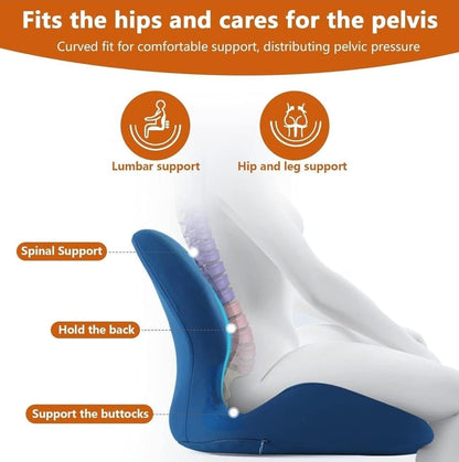 Ergonomic Lumbar Support Cushion | PU Memory Foam Backrest Pillow for Office Chair, Car Seat & Home