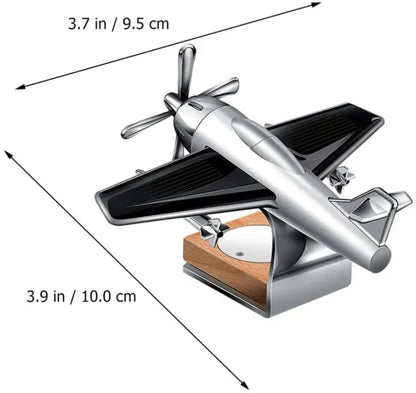 Solar Aeroplane Car Perfume Diffuser | Silver Solar-Powered Aircraft Air Freshener for Car Dashboard
