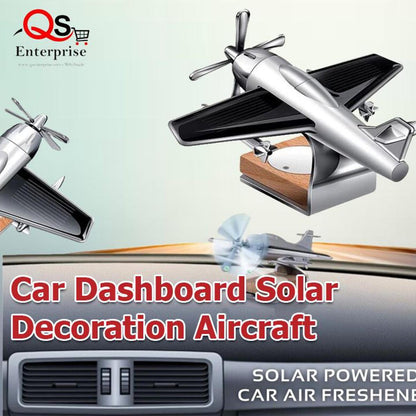 Solar Aeroplane Car Perfume Diffuser | Silver Solar-Powered Aircraft Air Freshener for Car Dashboard