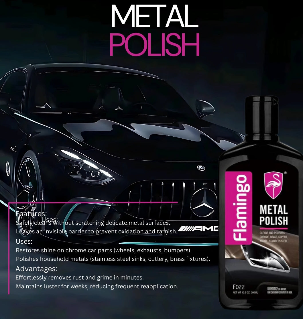 Flamingo Metal Polish 300ML | Multi-Surface Metal Cleaner & Shine Restorer for Chrome, Brass, Copper & Stainless Steel