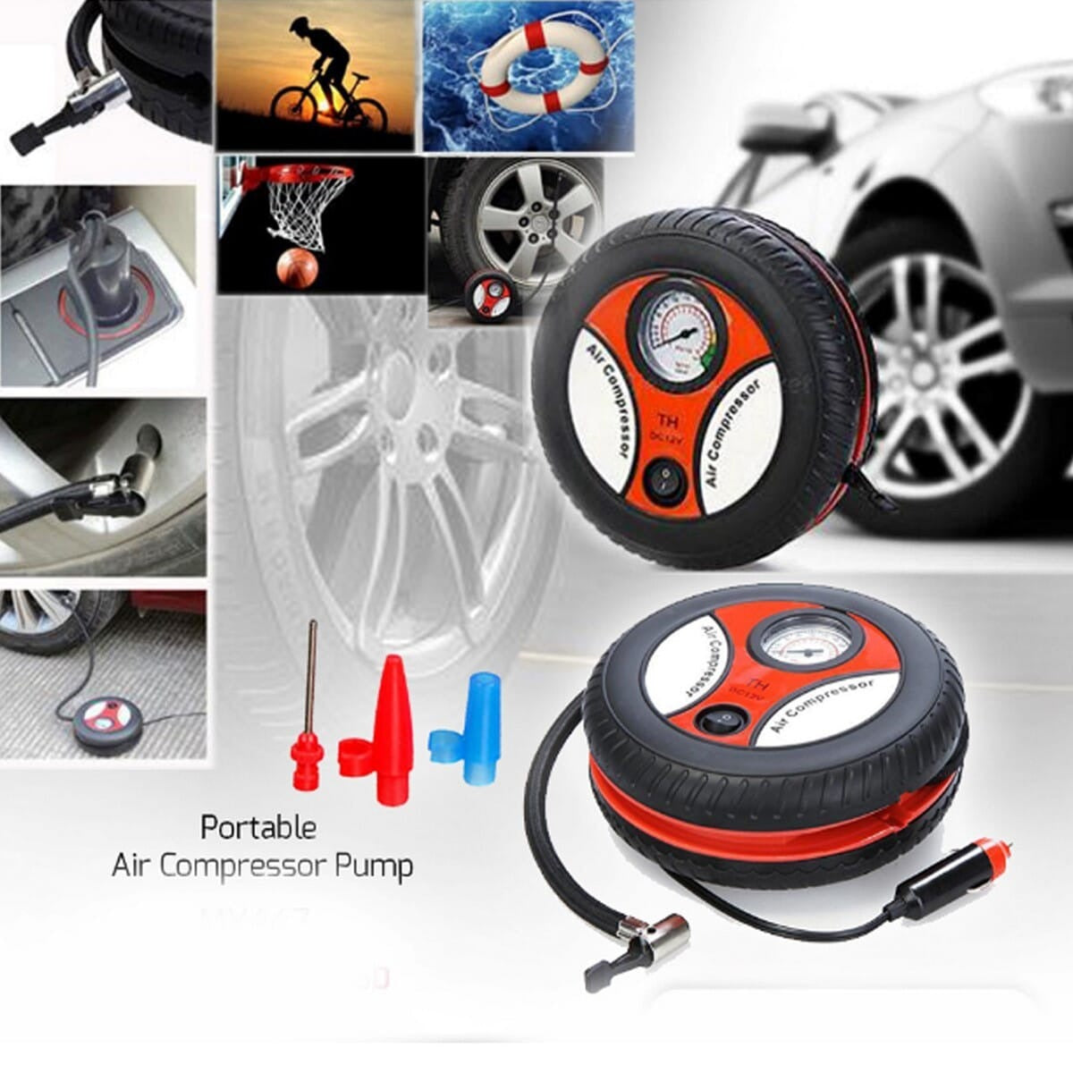 Portable Car Air Pump 260 PSI DC 12V Electric Tyre Inflator – Heavy Duty Air Compressor for Cars, SUVs, Motorcycles & Trucks