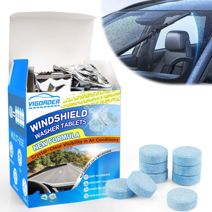 Car Windshield Washer Fluid Concentrate Tablets – Solid Effervescent Wiper Cleaning Tablets (Pack of 20)