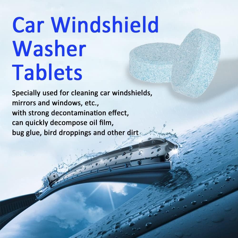Car Windshield Washer Fluid Concentrate Tablets – Solid Effervescent Wiper Cleaning Tablets (Pack of 20)