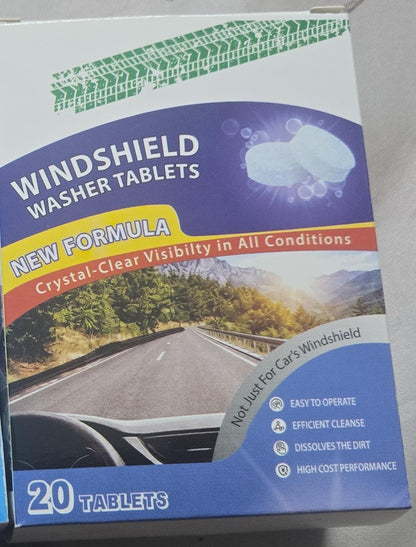Car Windshield Washer Fluid Concentrate Tablets – Solid Effervescent Wiper Cleaning Tablets (Pack of 20)