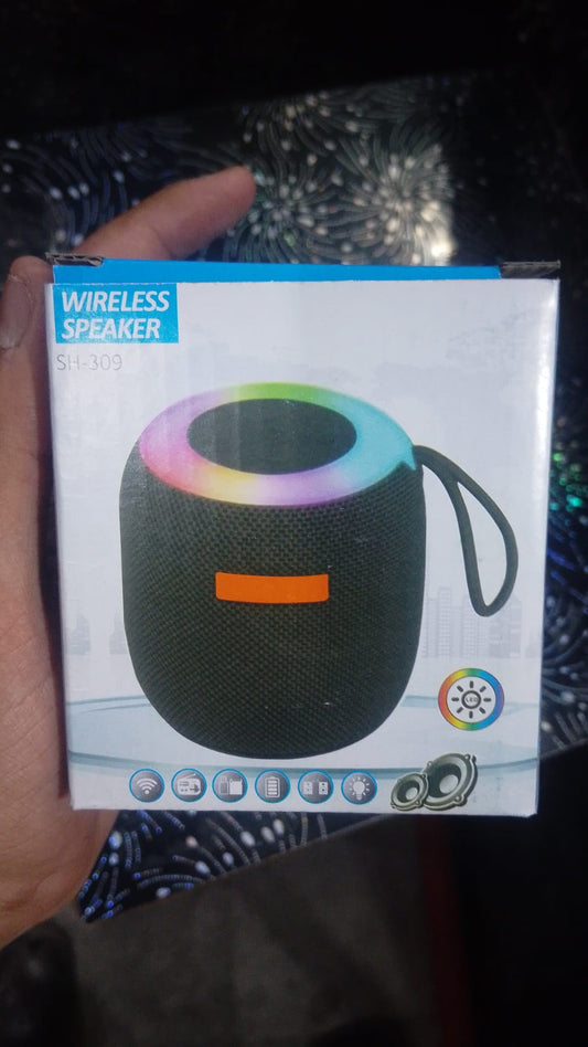 SH-309 Mini Wireless Bluetooth Speaker – Portable Sound Box with RGB LED Lights, TWS Stereo &amp; FM Radio