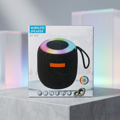 SH-309 Mini Wireless Bluetooth Speaker – Portable Sound Box with RGB LED Lights, TWS Stereo &amp; FM Radio