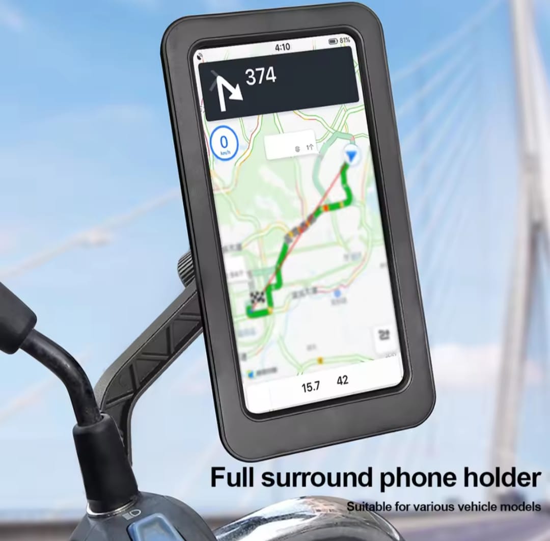 Waterproof Bike Phone Mount - 360° Rotatable Motorcycle &amp; Bicycle Mobile Holder | Waterproof Touch Screen Handlebar Phone Holder