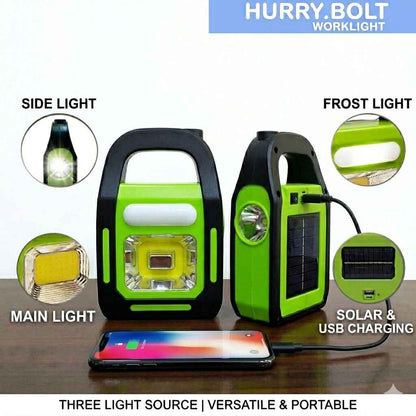 Solar Rechargeable 3-in-1 LED Emergency Light | Portable Work Light, Torch & Power Bank