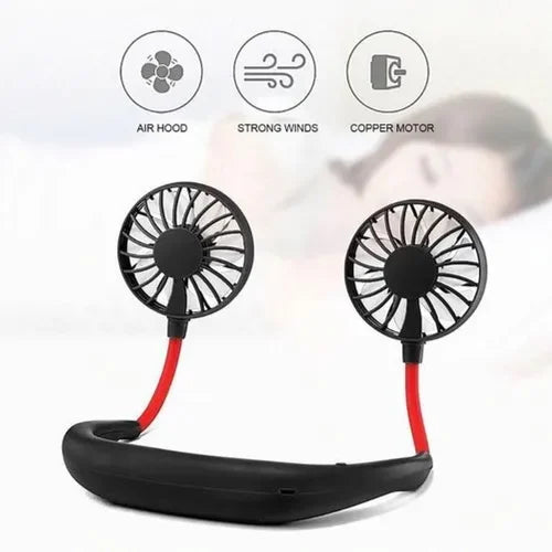 Rechargeable 3-Speed Neck Fan – Portable Hands-Free Wearable Cooling Fan (Random Color)