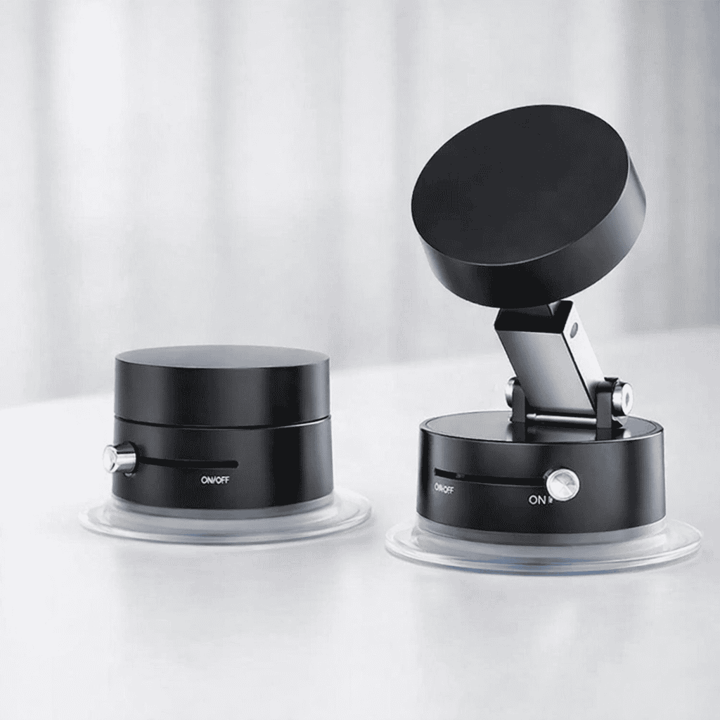 Premium Suction Cup Magnetic Phone Holder | Obsidian Black Retractable Multi-Angle Car & Desk Mount