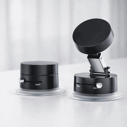 Premium Suction Cup Magnetic Phone Holder | Obsidian Black Retractable Multi-Angle Car & Desk Mount