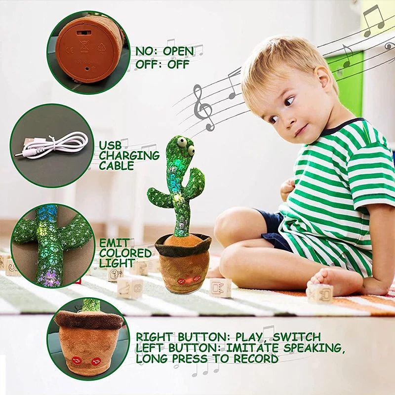 🌵 Dancing Cactus Toy – Repeat Talking, Singing, Dancing & USB Rechargeable | Interactive Educational Toy for Kids