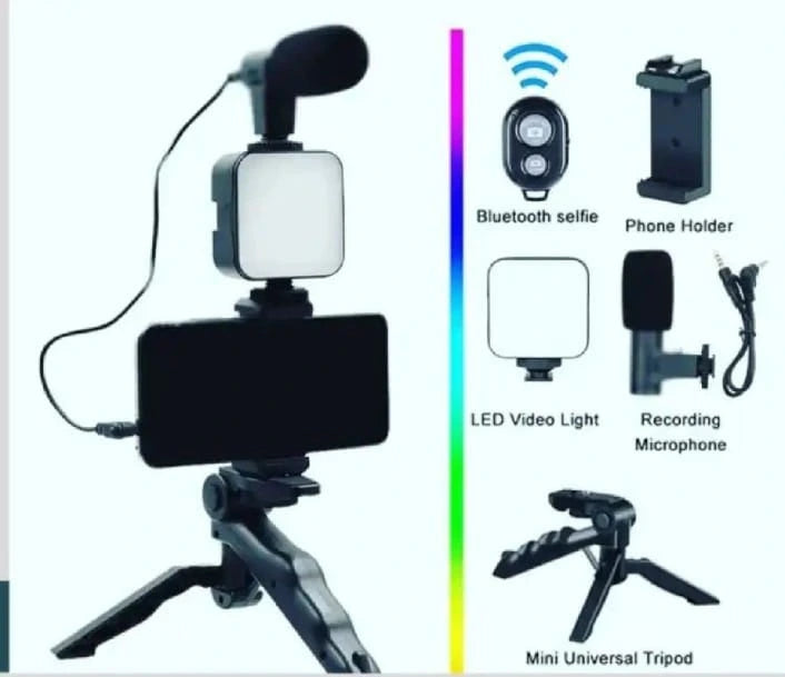 AY-49 3-in-1 Handheld Smartphone Vlogging Rig | Heavy-Duty Video Recording Kit for Live Streaming & TikTok