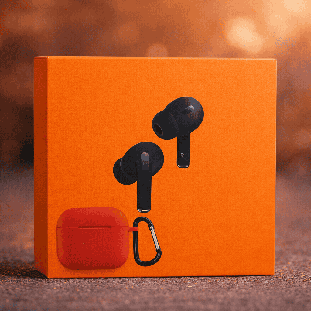 Pro 2 Wireless Earphones Bundle | Pocket-Sized In-Ear Headset with Travel-Ready Orange Protection Pouch