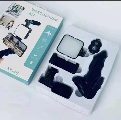 AY-49 3-in-1 Handheld Smartphone Vlogging Rig | Heavy-Duty Video Recording Kit for Live Streaming & TikTok