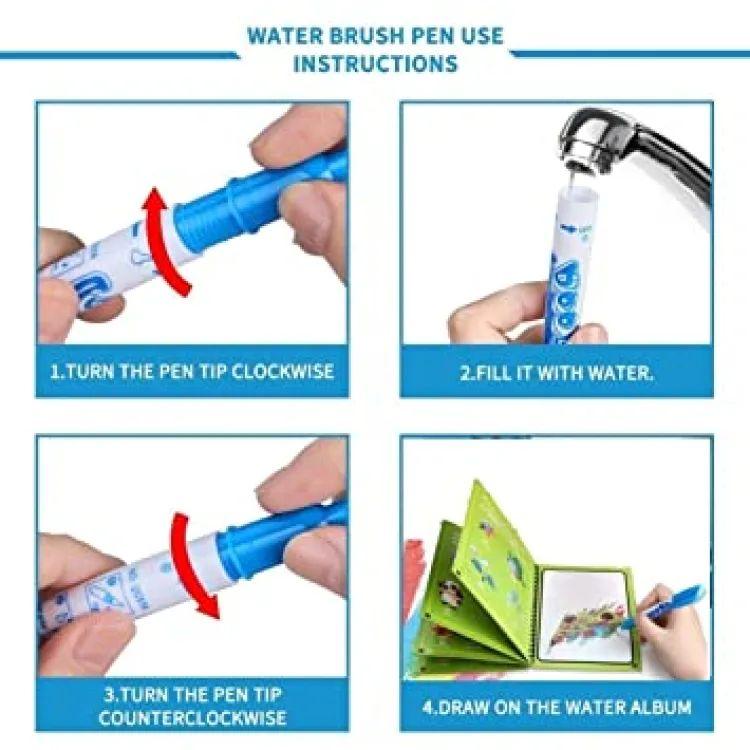 No-Mess Magic Water Coloring Book | Educational Water-Reveal Drawing Board Book for Toddlers