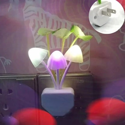 Mushroom LED Night Light with Dusk-to-Dawn Sensor | 7-Color Changing Flower Bedside Lamp (Random Colors)