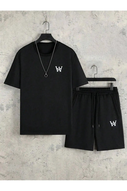 Men's Printed Polyester T-shirt & Shorts Set | 2-Piece Casual Summer Tracksuit