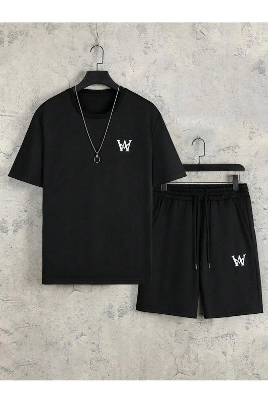Men's Printed Polyester T-shirt & Shorts Set | 2-Piece Casual Summer Tracksuit