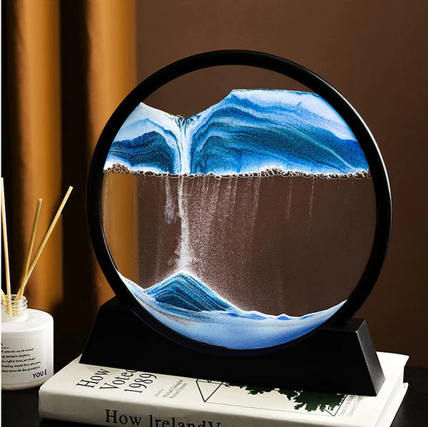 3D Fluid Motion Sand Art Table Lamp | Decorative Hourglass Desk Ornament for Living Room & Office