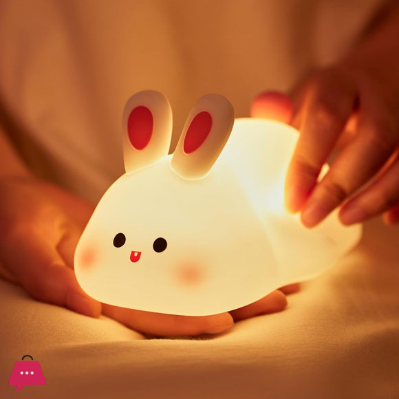 Rechargeable Silicone Bunny Night Light | Cute Touch-Sensor Rabbit Desk Lamp for Kids & Nursery