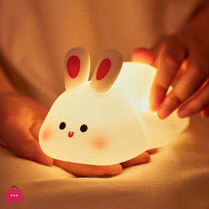 Rechargeable Silicone Bunny Night Light | Cute Touch-Sensor Rabbit Desk Lamp for Kids & Nursery