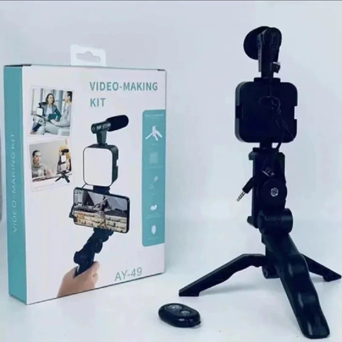 AY-49 3-in-1 Handheld Smartphone Vlogging Rig | Heavy-Duty Video Recording Kit for Live Streaming & TikTok