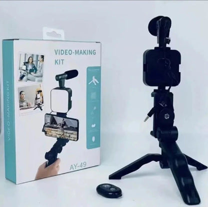AY-49 3-in-1 Handheld Smartphone Vlogging Rig | Heavy-Duty Video Recording Kit for Live Streaming & TikTok