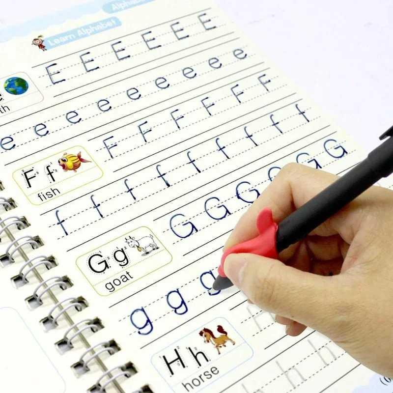 ✍️ Magic Practice Copybook Set (4 Books) with Magic Pen & Refills | Montessori Handwriting Tracing Books for Preschool Kids