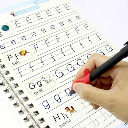 ✍️ Magic Practice Copybook Set (4 Books) with Magic Pen & Refills | Montessori Handwriting Tracing Books for Preschool Kids