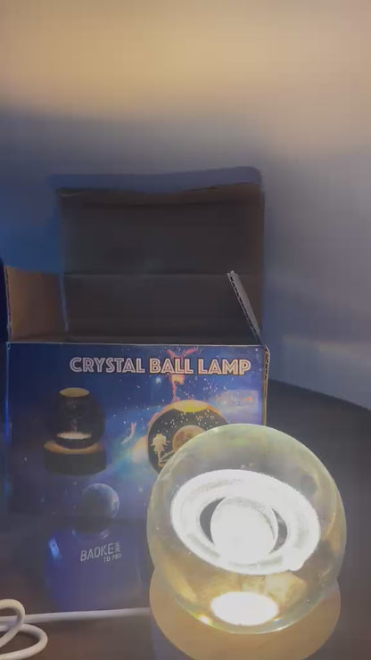 3D Crystal Ball Galaxy Lamp – LED Night Light with Wooden Base | Elegant Home & Bedroom Décor