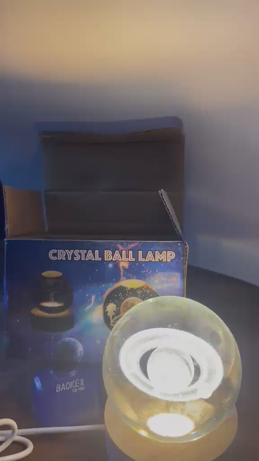 3D Crystal Ball Galaxy Lamp – LED Night Light with Wooden Base | Elegant Home & Bedroom Décor